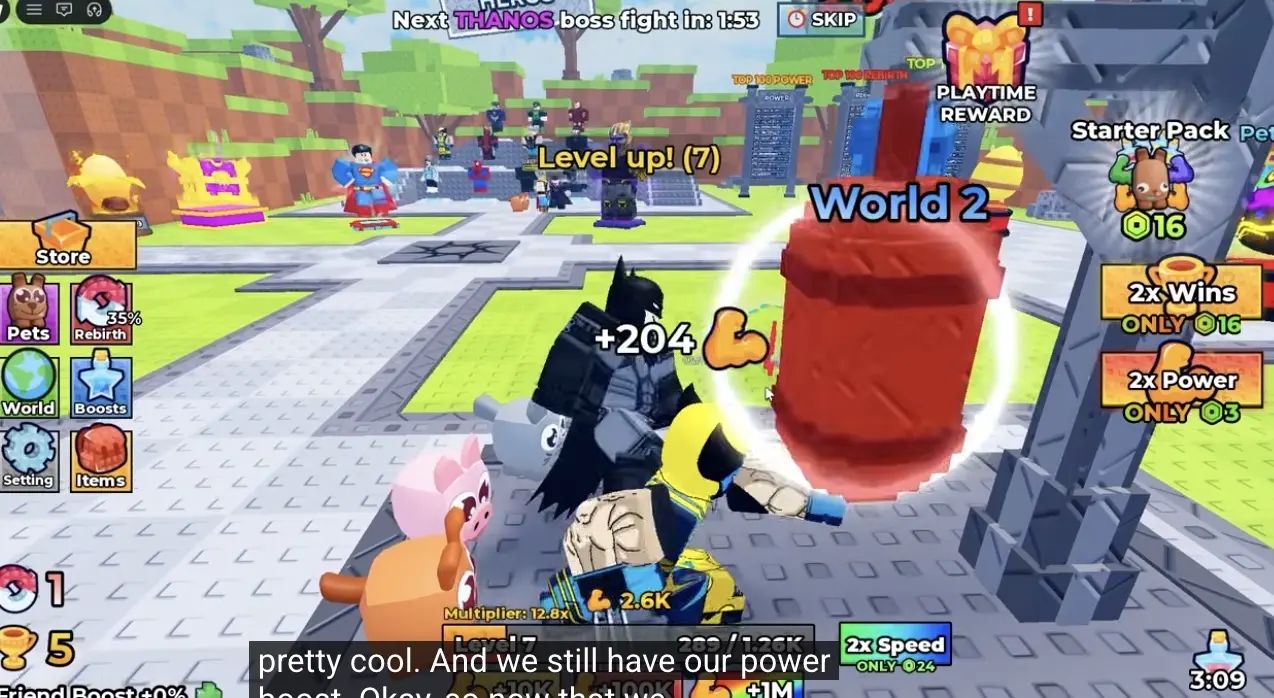 Superhero Evolution World 2 training ground β Batman punching a training dummy